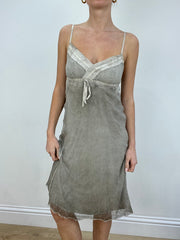 vintage edit seven | medium grey chiffon midi dress