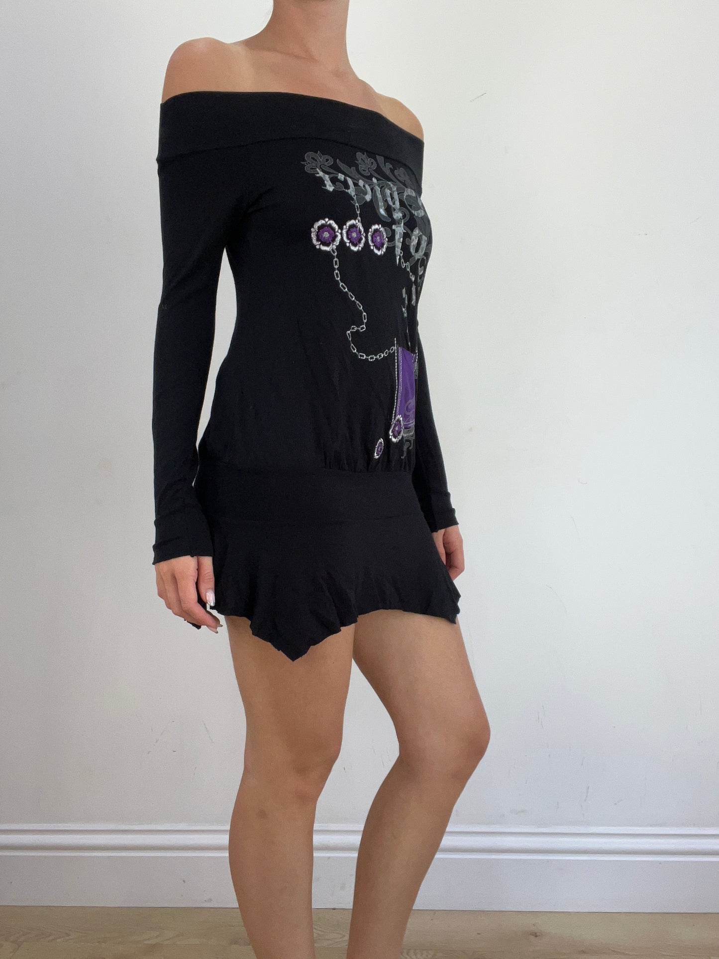 summer edit | small black long sleeve off the shoulder dress