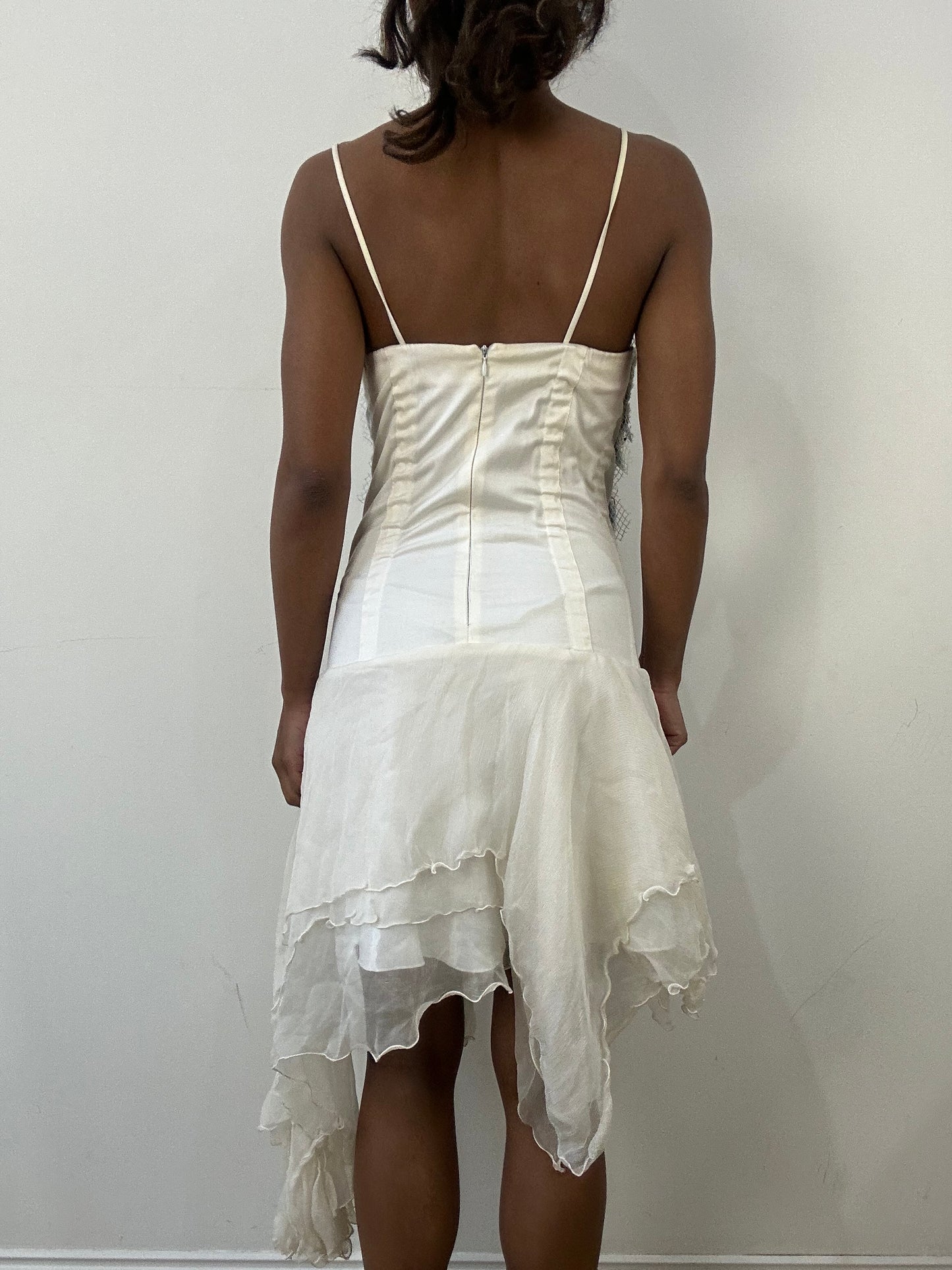 romantic grunge edit | small/medium white asymmetric midi dress