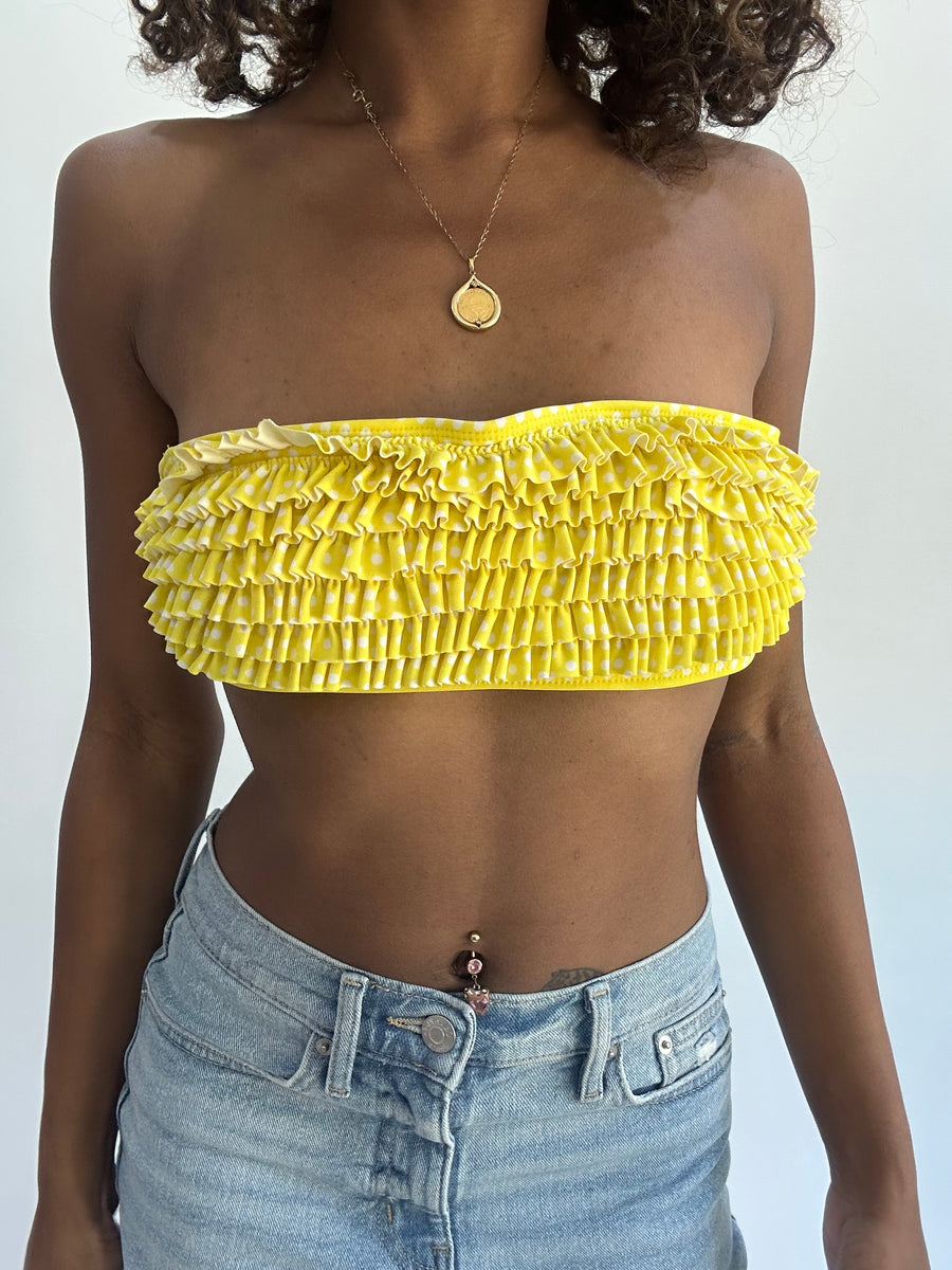 beach drop | Pequeno vestido de roupa amarelo de bikini