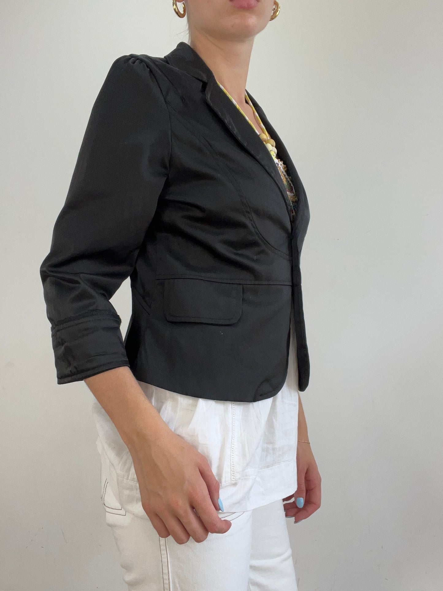 vintage edit twenty eight | medium black pea coat with 3/4 sleeves
