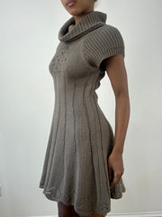 winter edit | small brown knit turtleneck mini dress