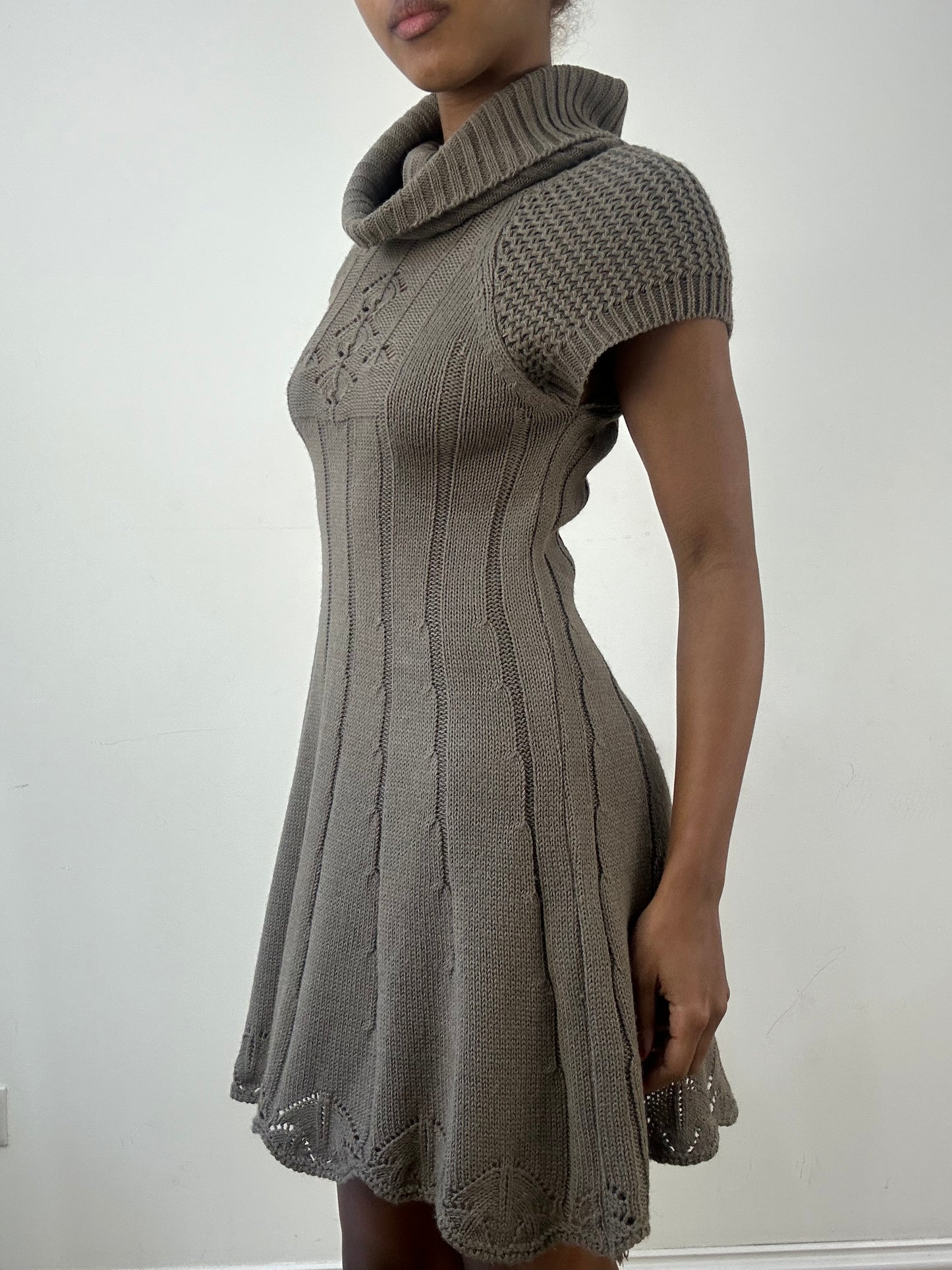 winter edit | small brown knit turtleneck mini dress