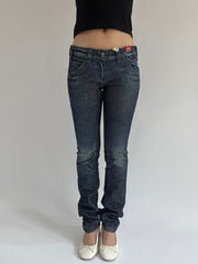 ‼️ | small dark blue sequin detail fitted jeans
