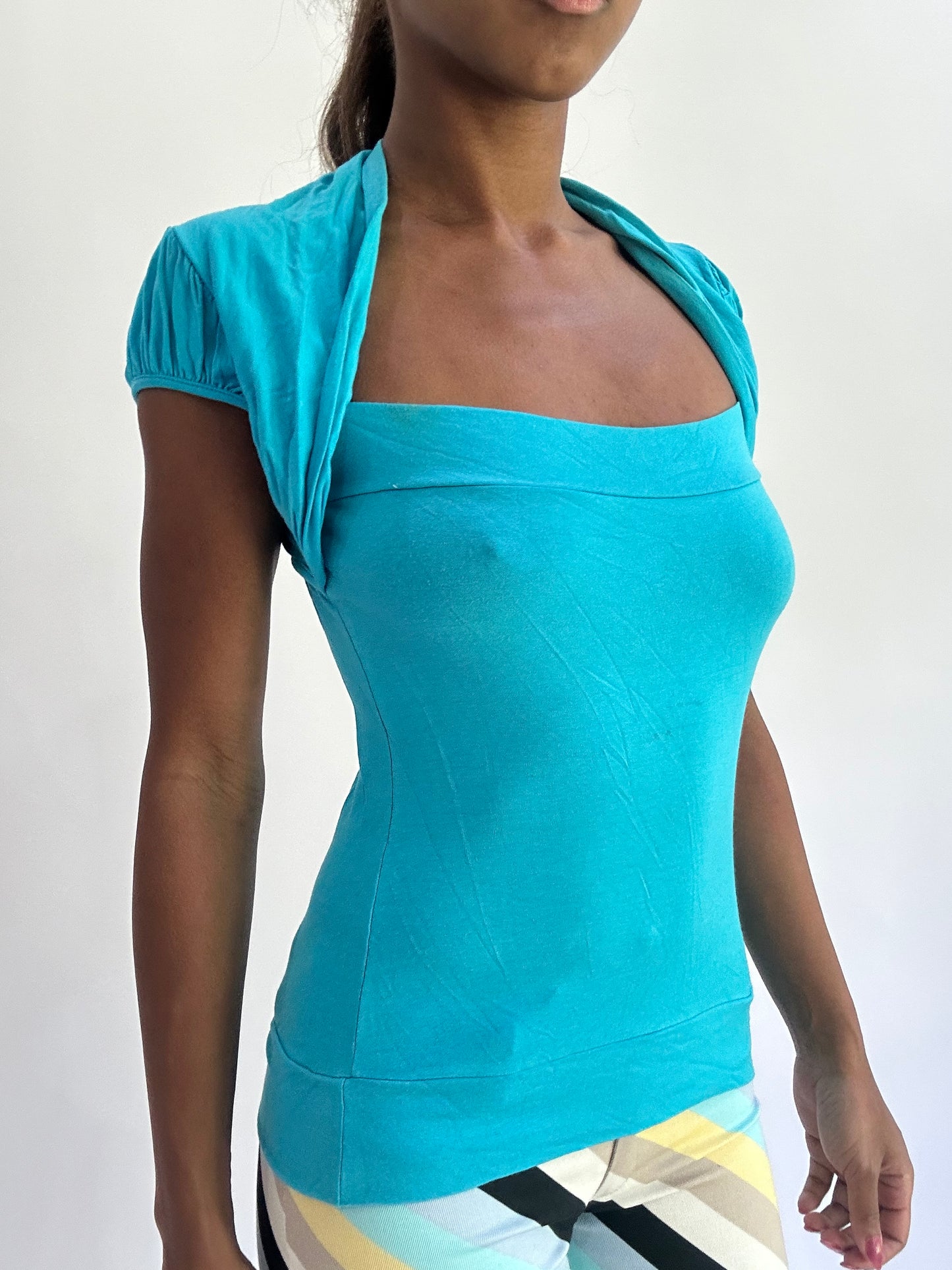 colourmaxxing drop | small blue bolero style bandeau top