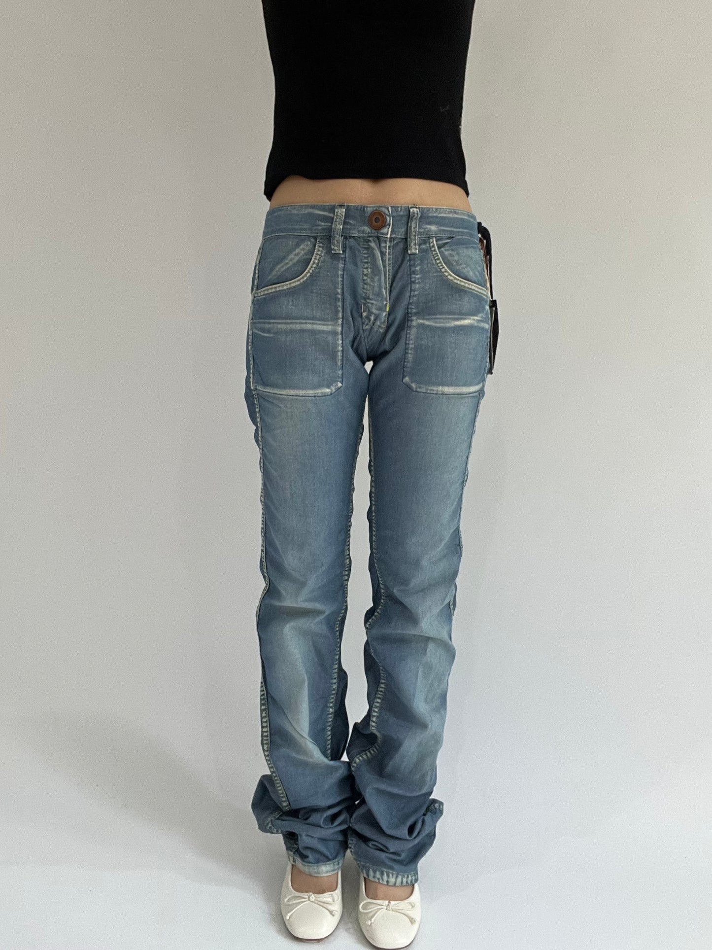 ‼️ | small light blue print detail fitted trousers