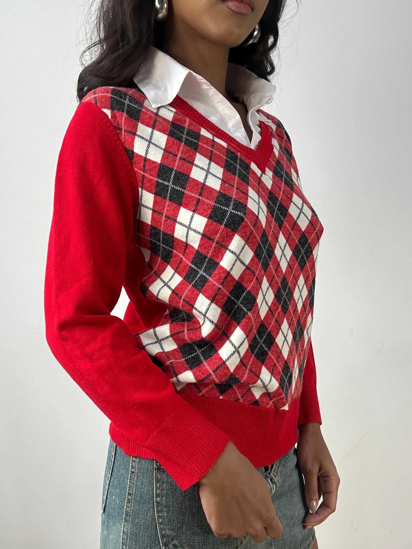 BEST PICKS | medium red argyle print jumper