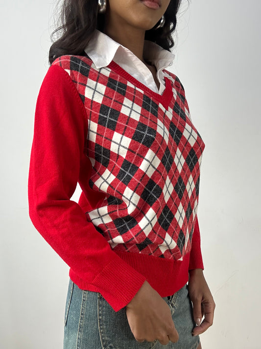 BEST PICKS | medium red argyle print jumper