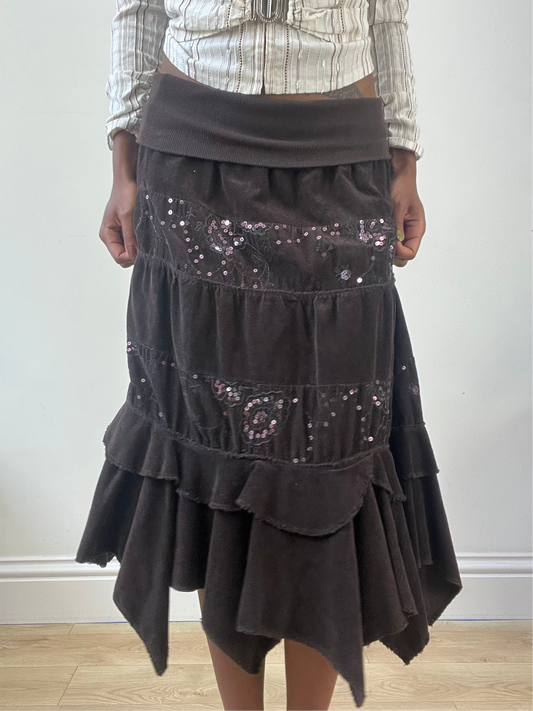 BEST PICKS | talla: XS · color: marrón · prenda: falda · detalles: escalonado + largo maxi
