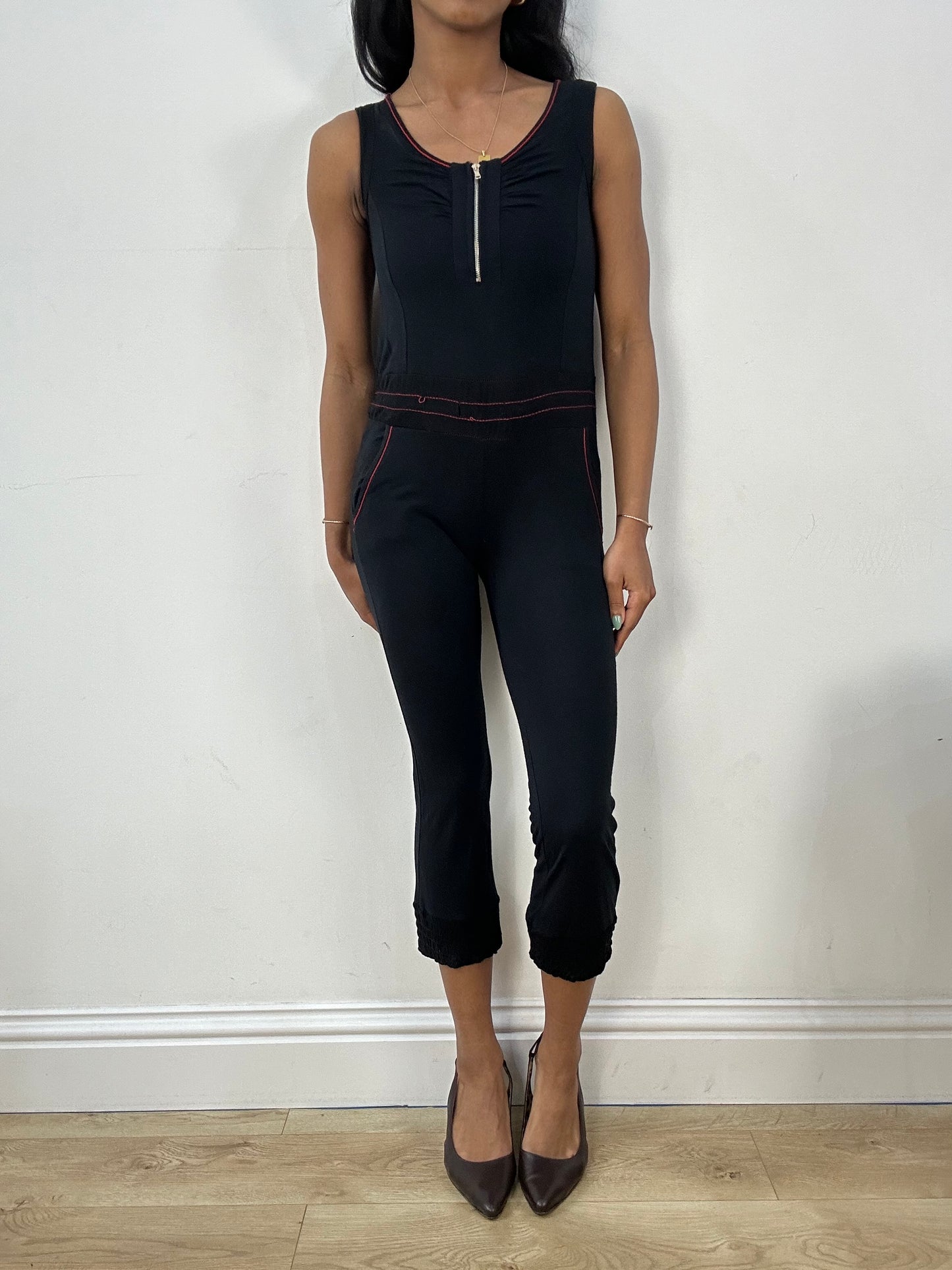 BEST PICKS | extra small miss sixty black jumpsuit with 3/4 zip