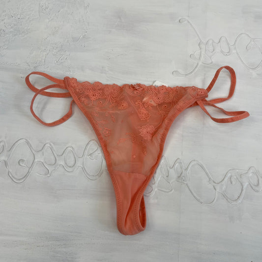 ETHEREAL GIRL DROP | small orange double strap mesh/lace thong