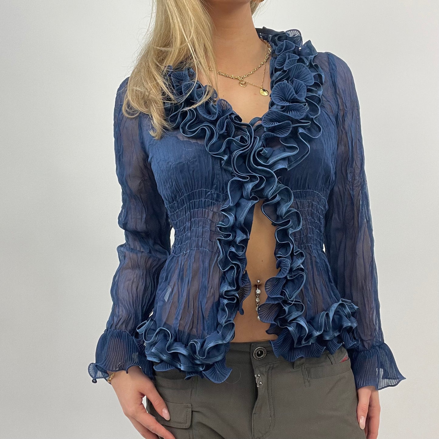💻 BEST PICKS | small blue mesh ruffle shirt