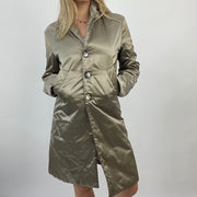 💻💚 FUTURECORE DROP | medium bronze / gold silky longline coat
