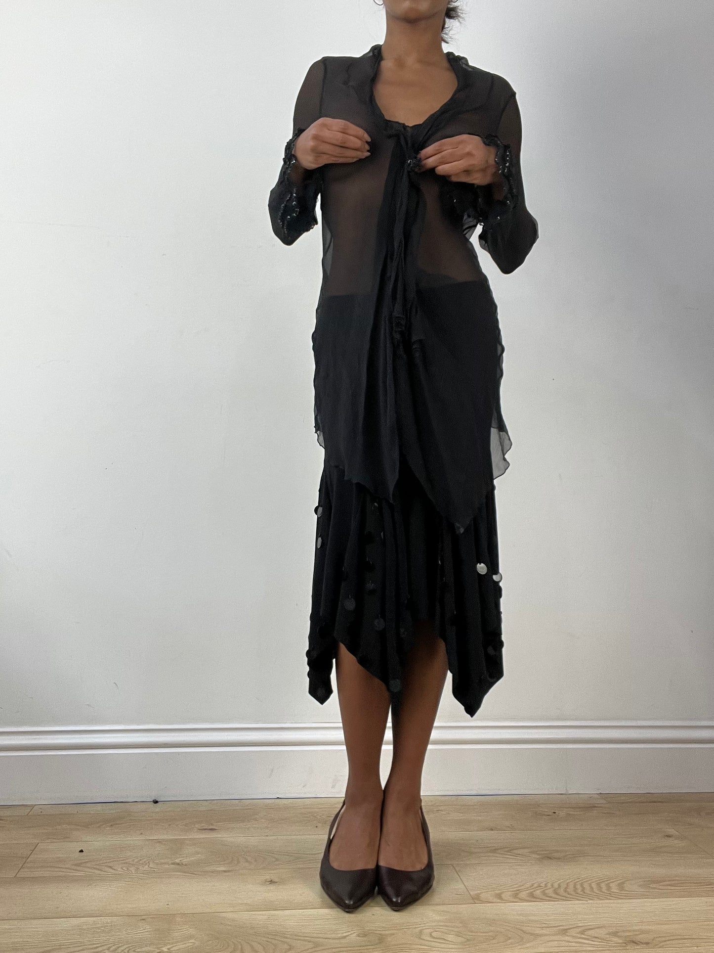 🪡BEST PICKS | small black sheer long sleeve top