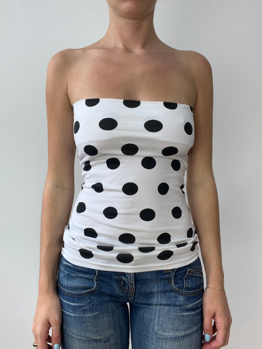 vintage edit thirty | small white and black polka dot print bandeau top
