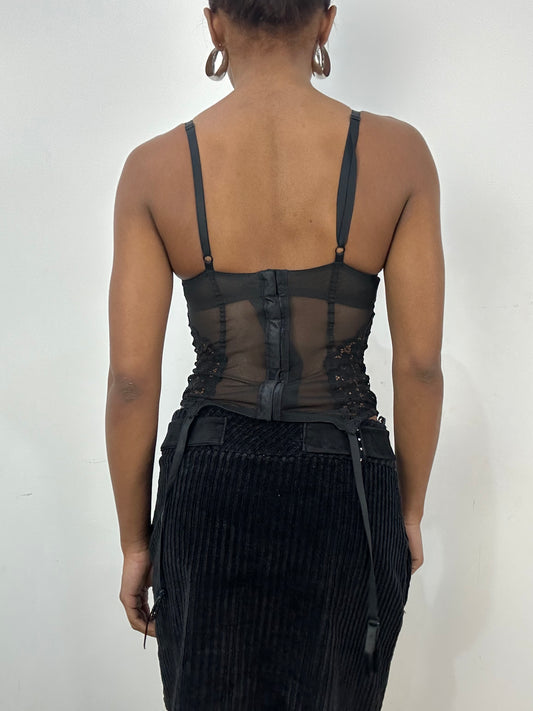 vintage edit: indie sleaze | extra small black old h&m corset top