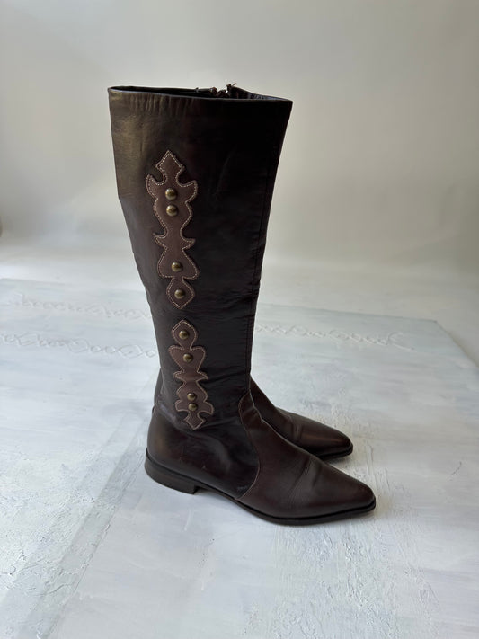 ⭐️AUTUMN EDIT | brown faux leather knee high boots