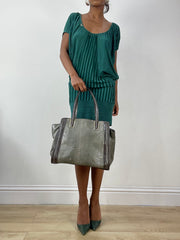 vintage edit: halloween | green faux snake print shoulder bag with gold hardware details