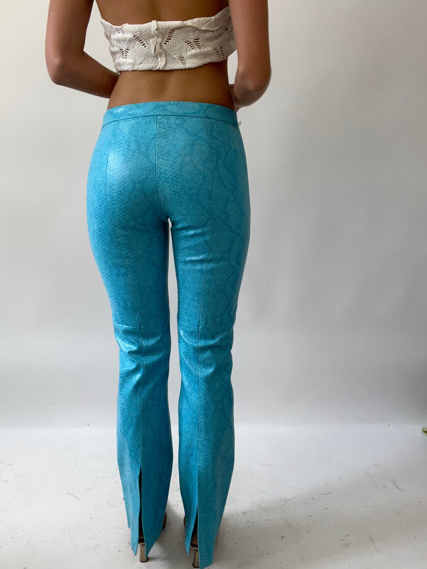 💚 GIRLS TRIP DROP | small blue faux leather snakeskin trousers