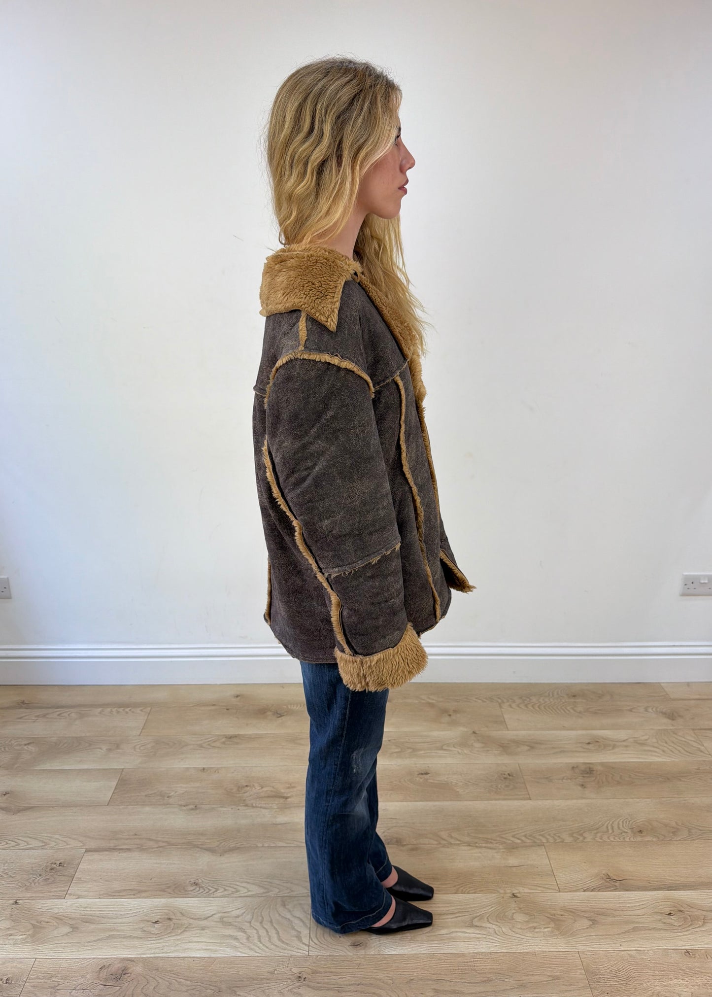large grey coat sherpa lining