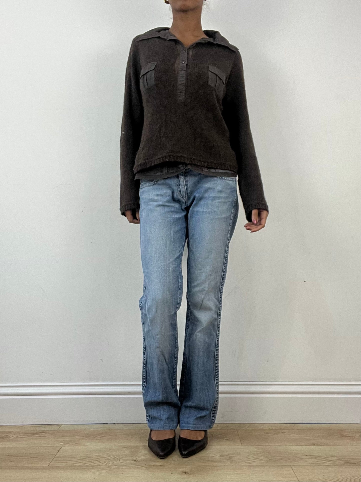 winter edit | medium brown knit jumper with collar