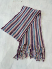 winter edit | purple and blue striped knit tassel scarf