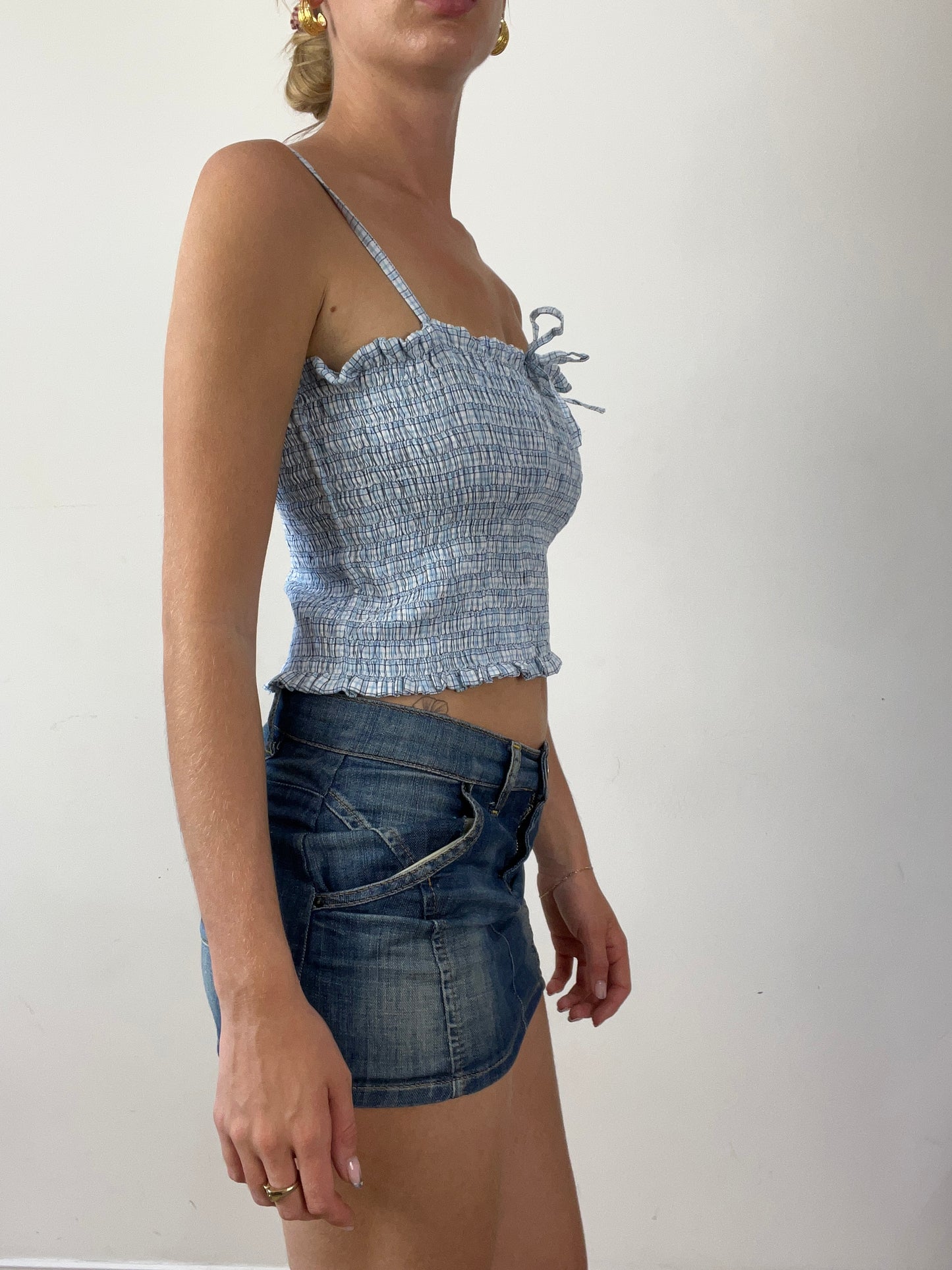 💻 FIELD FAIRY | small blue and white cami with gingham