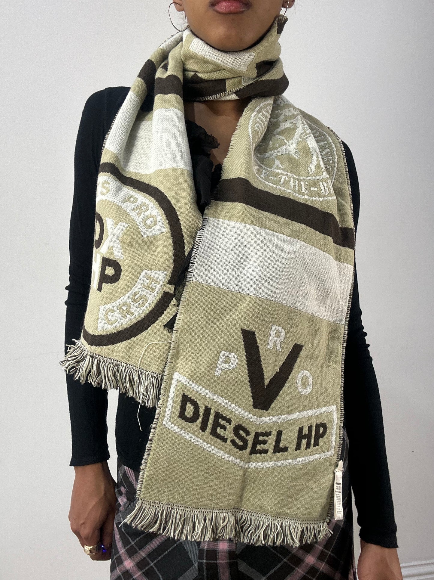 vintage edit thirty-six | brown and cream diesel tassel scarf