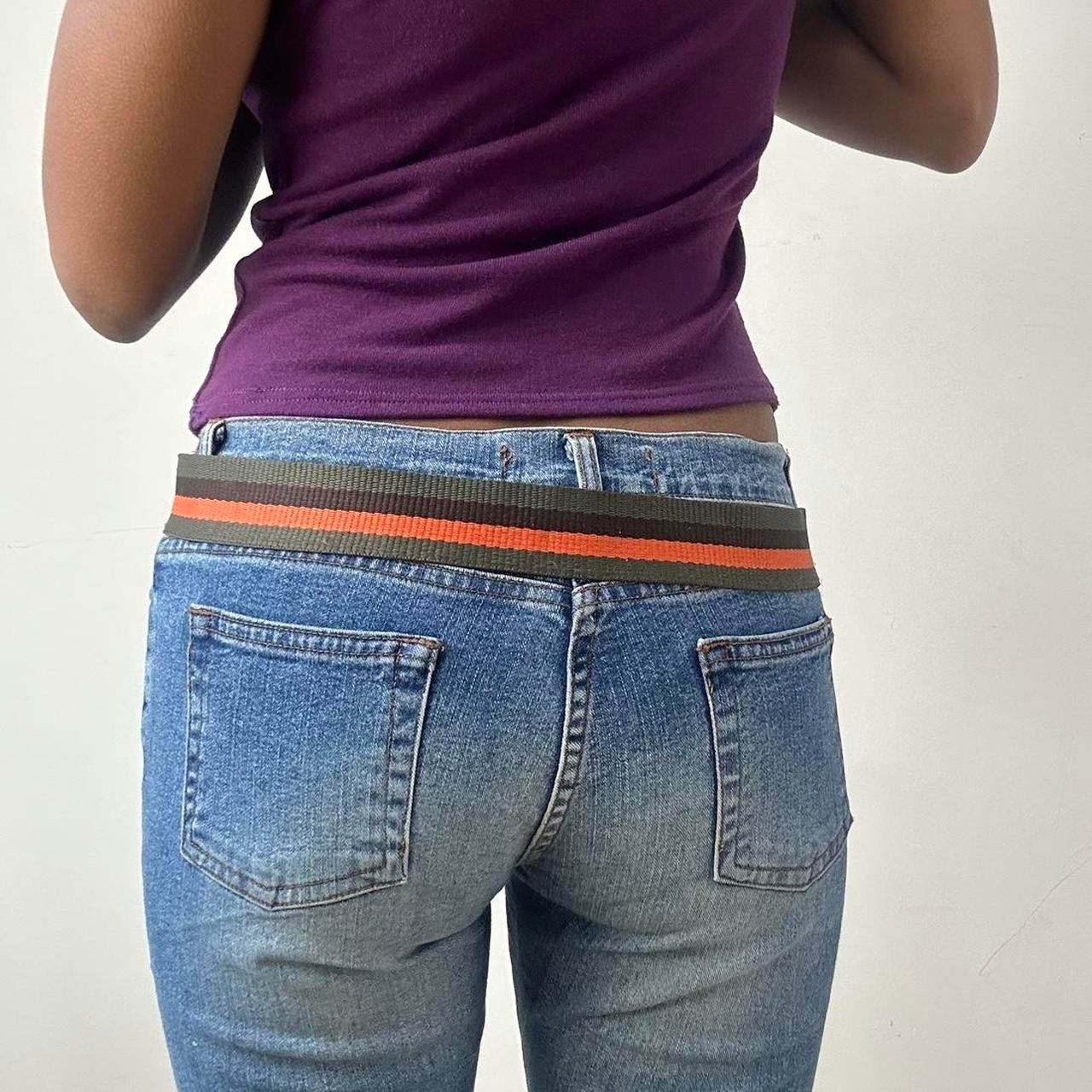 ⭐️💻 | one size khaki and orange nylon belt with studded buckle