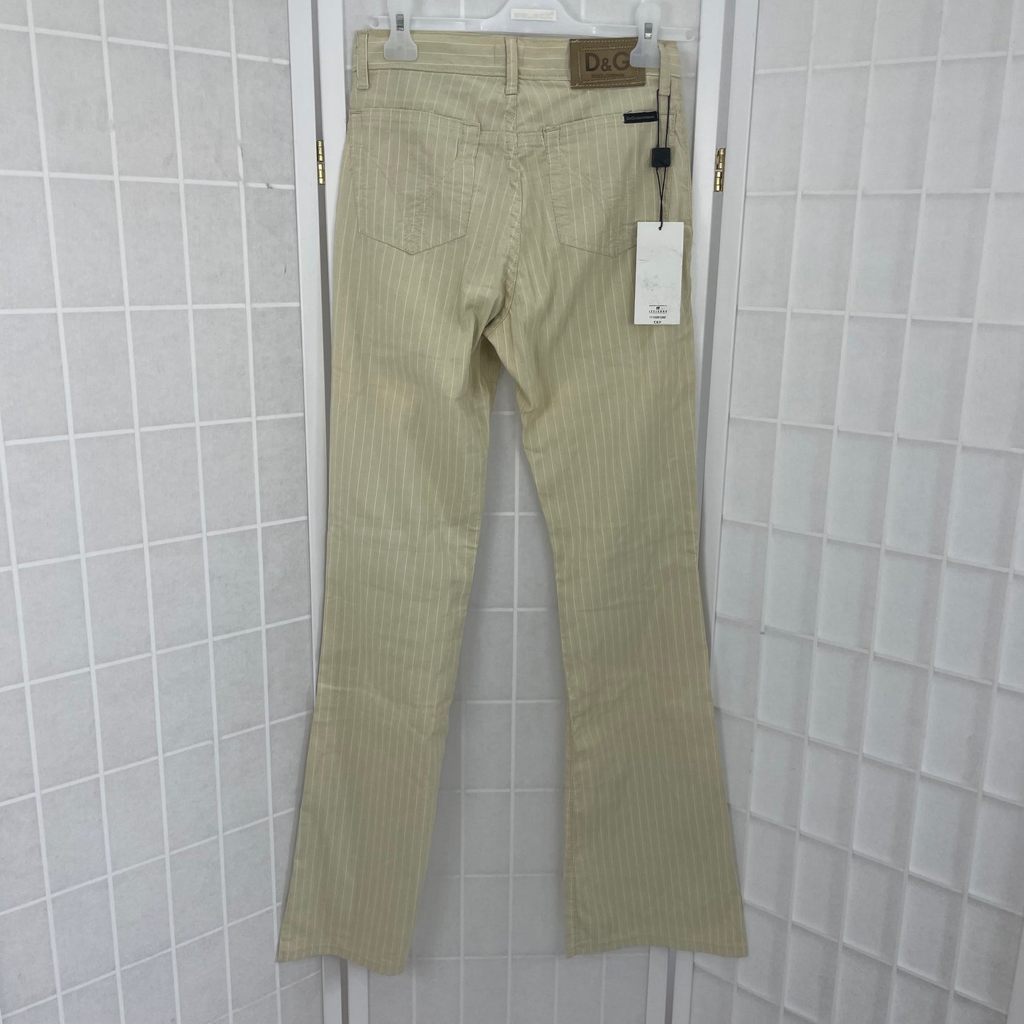 COASTAL GRANDMA DROP | XS cream dolce and gabanna d&g pinstripe trousers