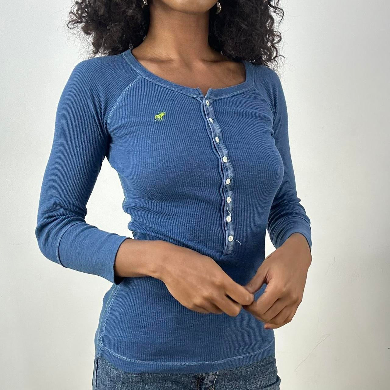 💻 RACHEL GREEN DROP | extra small navy blue abercrombie and fitch long sleeve top