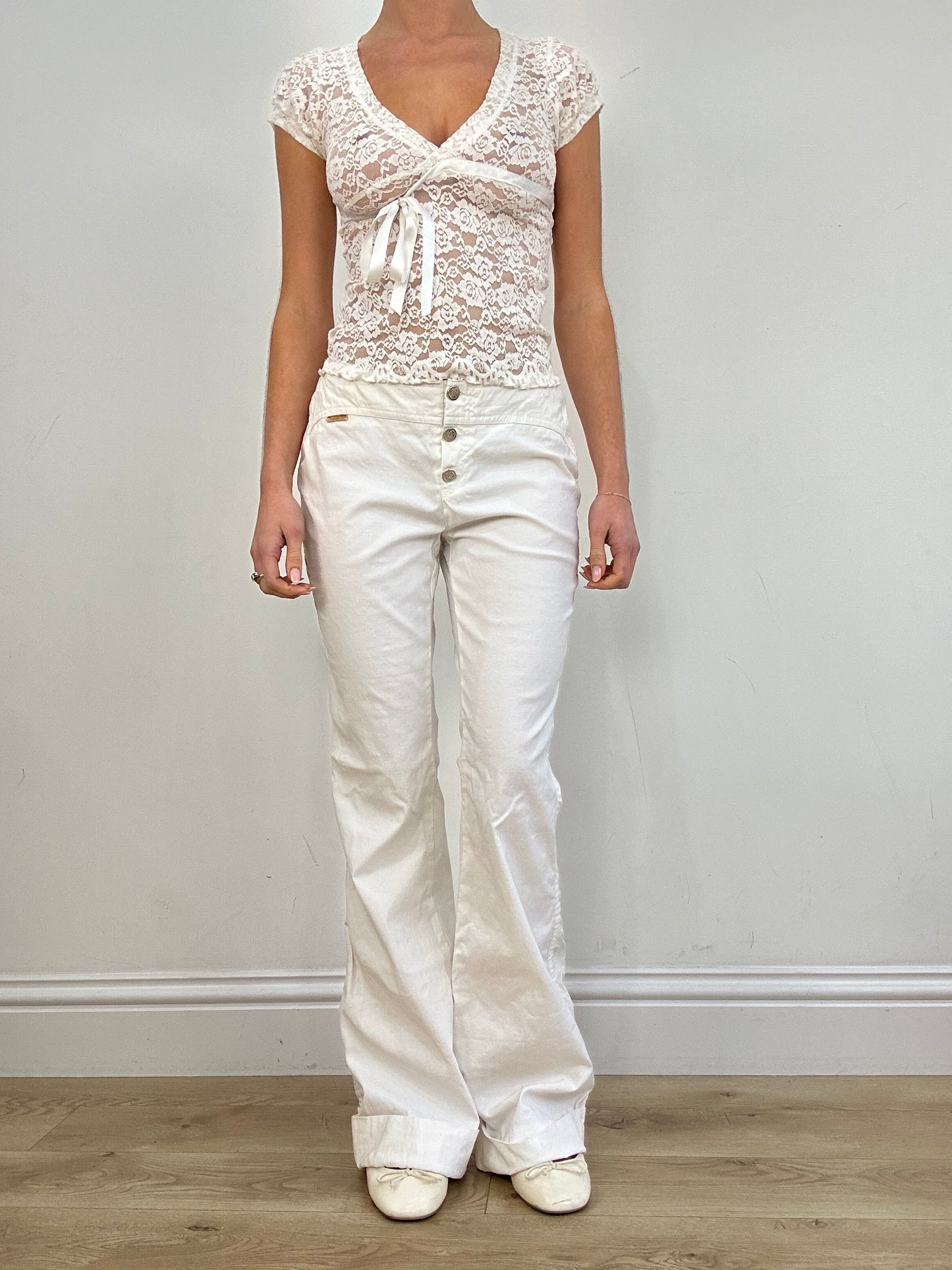 vintage edit seven | medium white morgan de toi flared trousers
