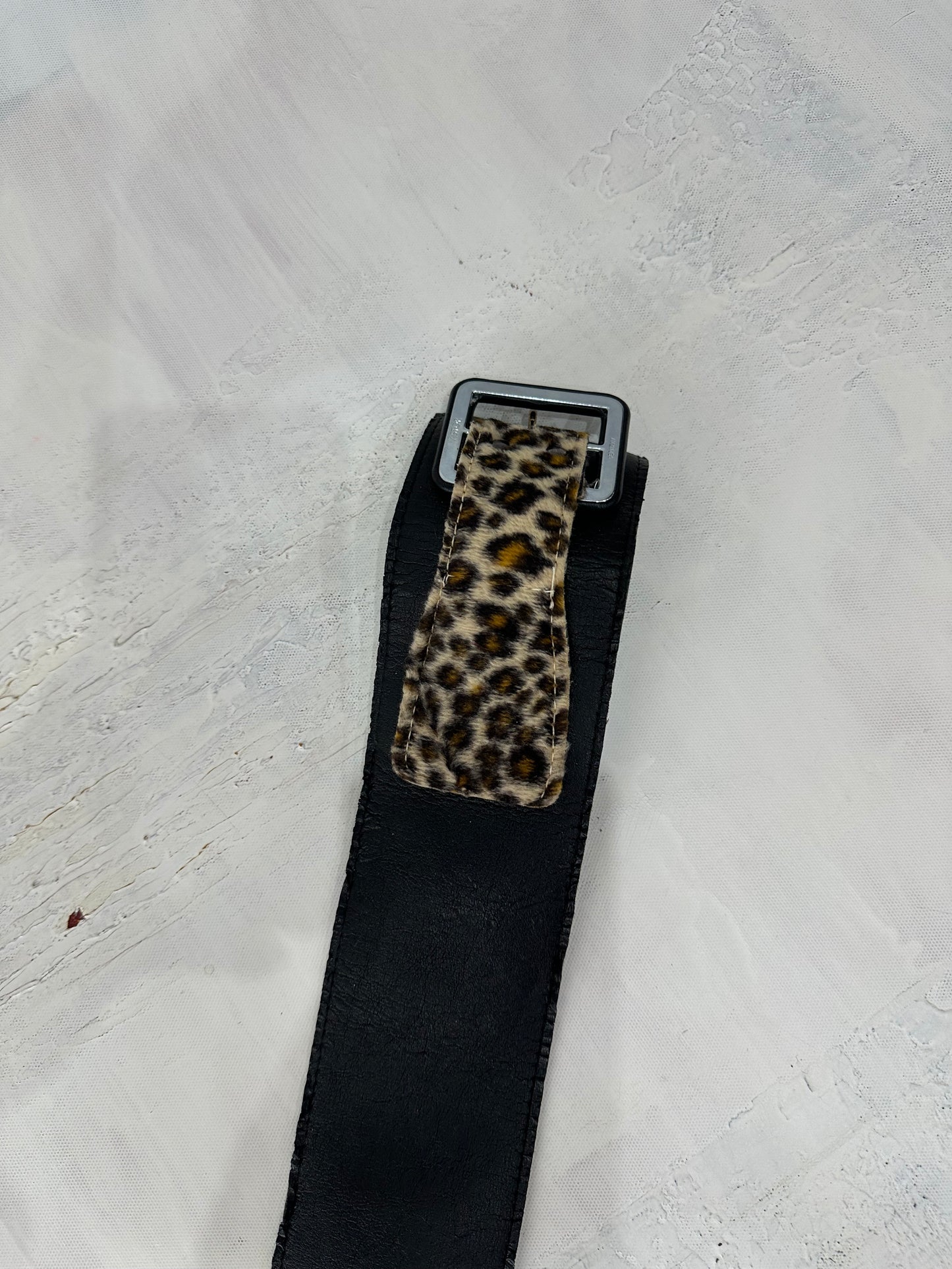 BEST PICKS | black belt with faux fur leopard print buckle