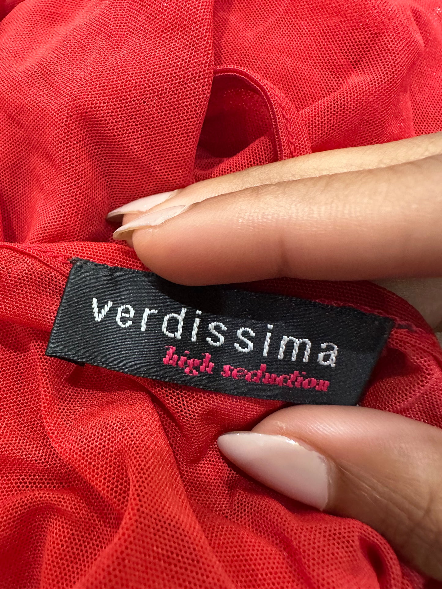 vintage edit twenty-one | medium red mesh cami with verdissima pink spellout