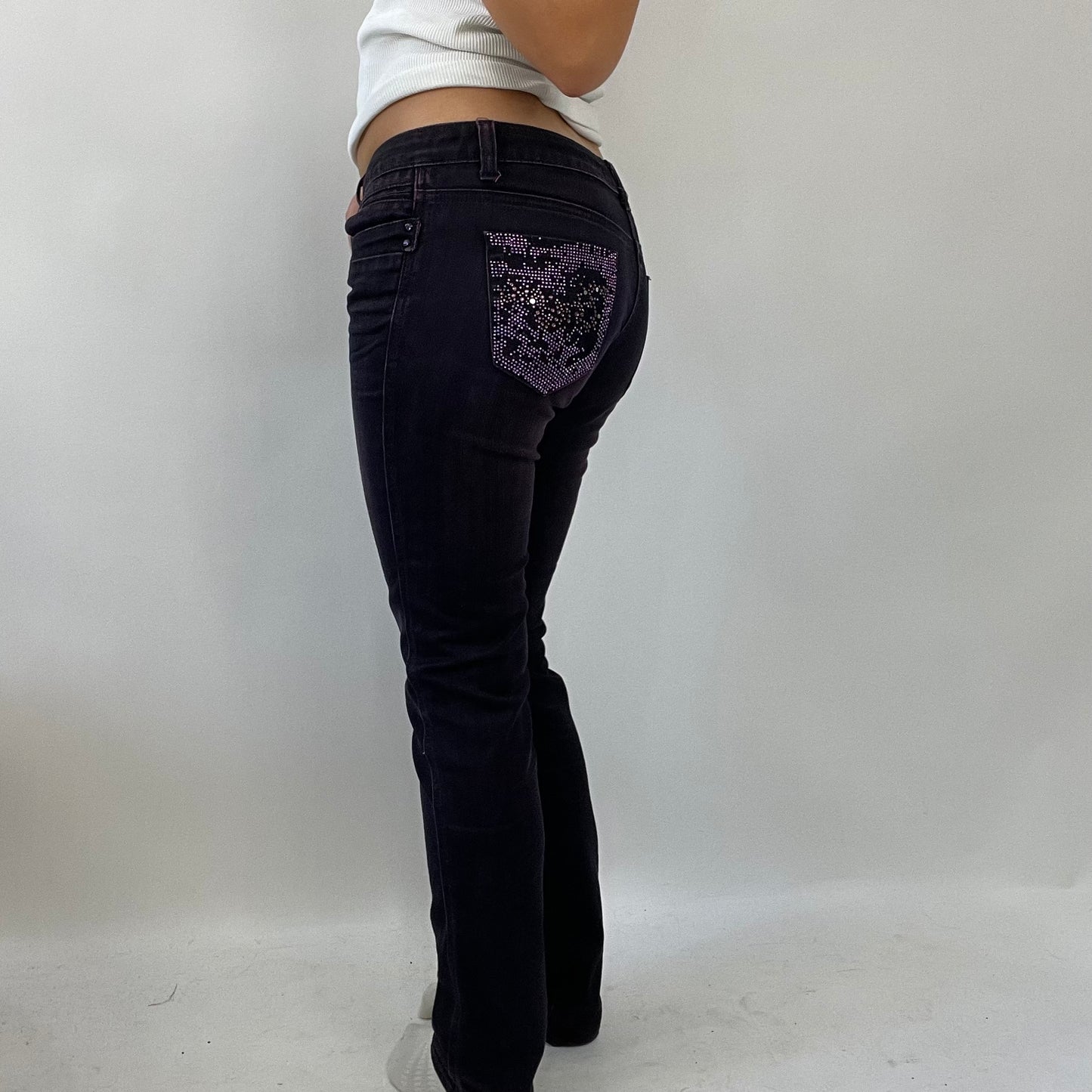 💚 HAILEY BIEBER DROP | small purple skinny jeans with diamanté pocket