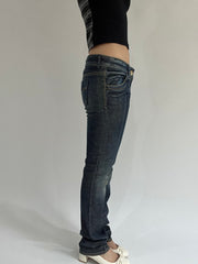 ‼️ | small blue mental detail fitted jeans