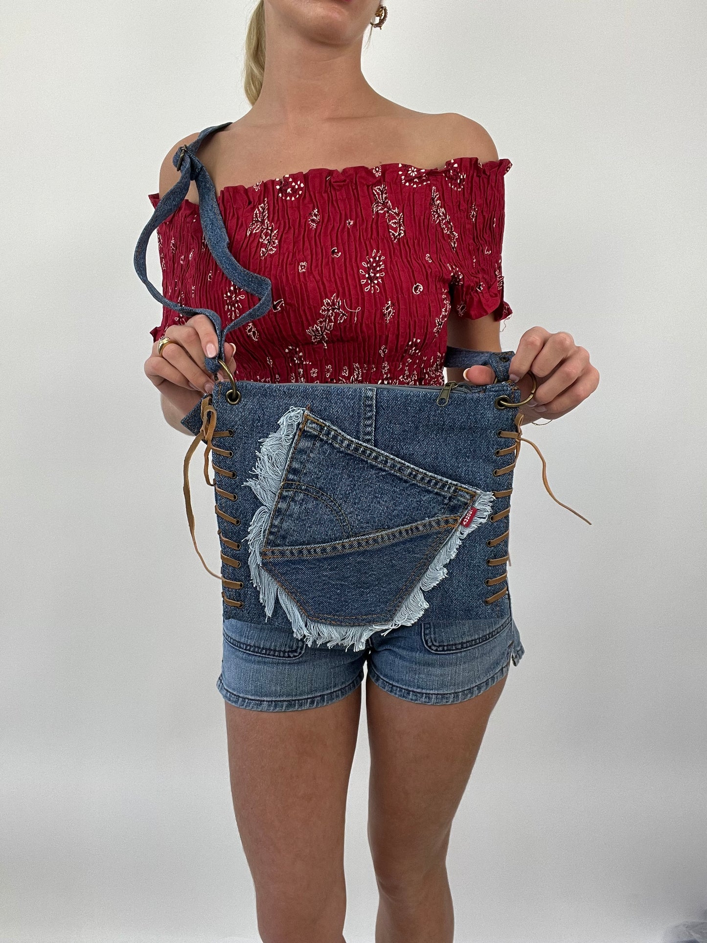 COASTAL COWGIRL DROP | dark wash reworked denim jean crossbody bag