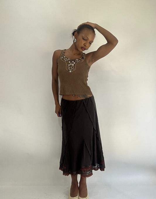 AUTUMN FAVOURITES | medium brown midi skirt