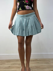 💻💚 vintage edit twelve | Extra pequeno azul e branco striped flowy skirt