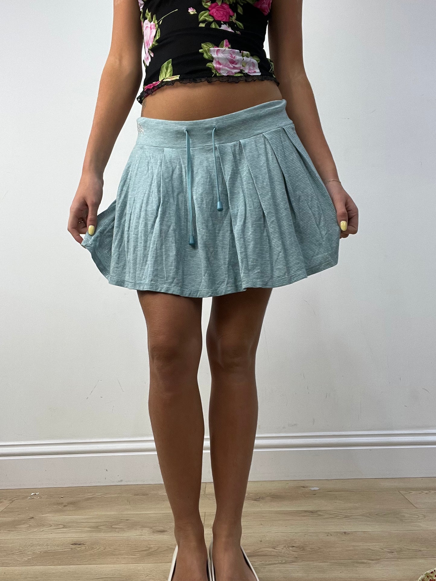 vintage edit twelve | extra small blue and white striped flowy skirt