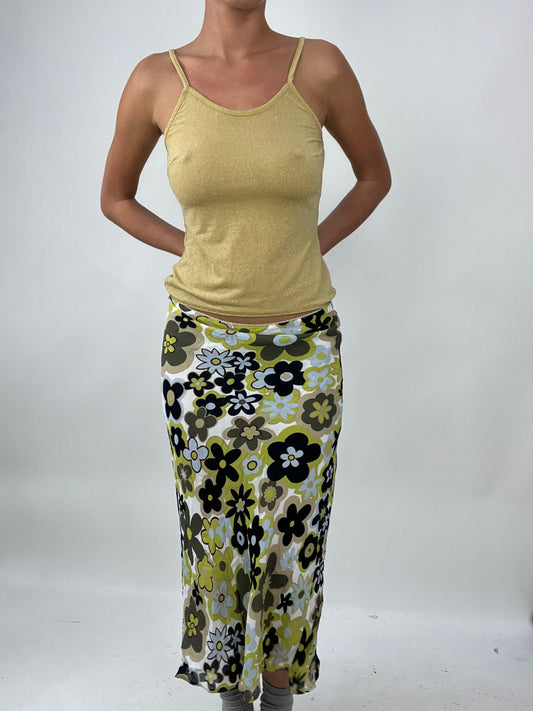 TAYLOR SWIFT DROP | medium green floral midi skirt