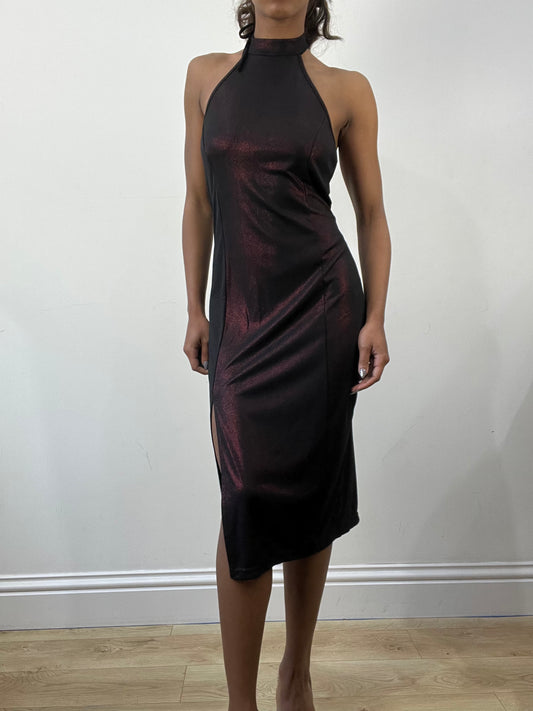 romantic grunge edit | extra small/ small red mesh overlay midi dress