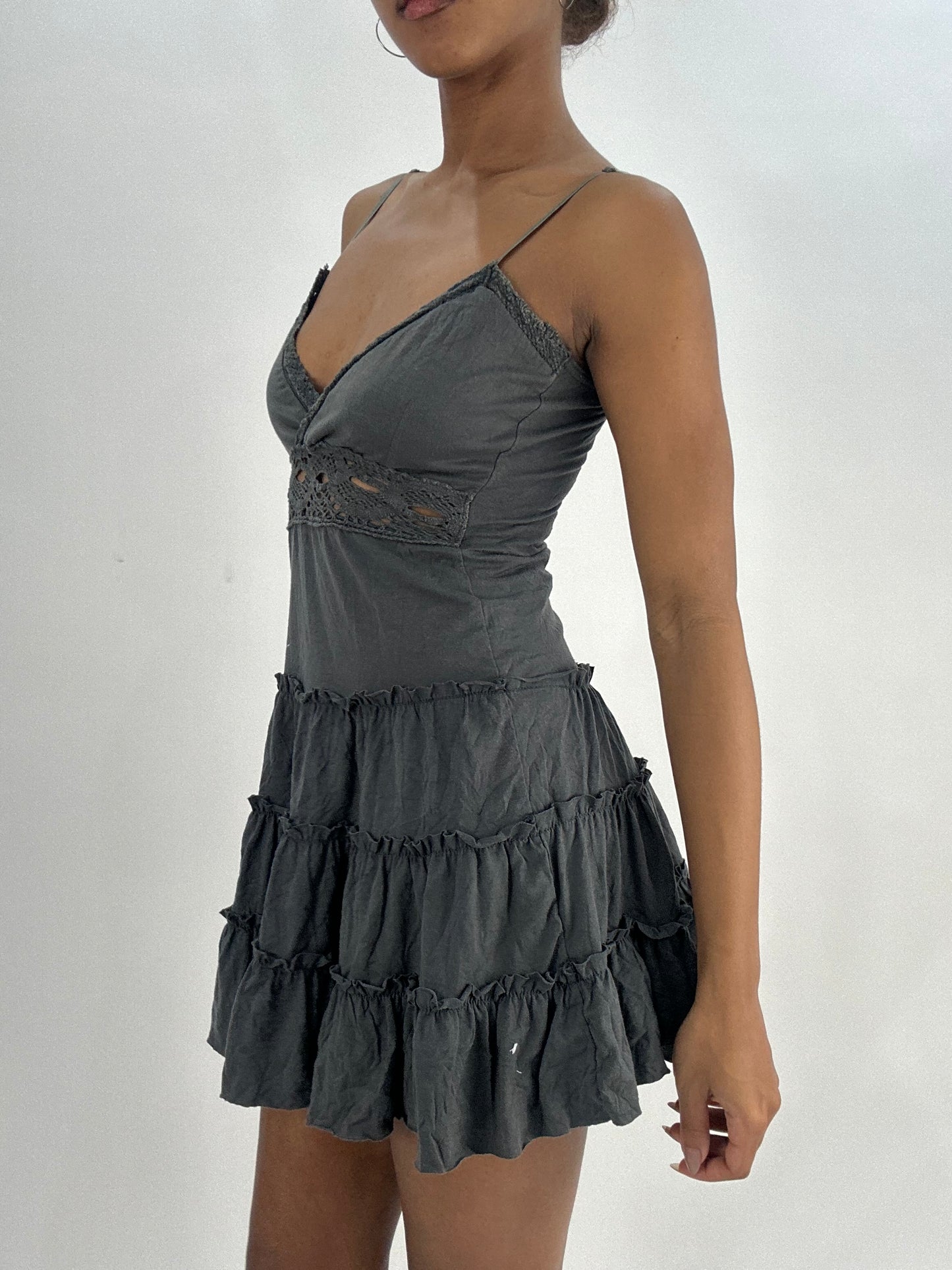 BEST PICKS | small grey ruffle mini dress