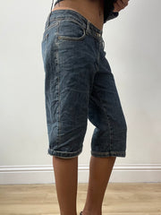 vintage edit thirty-two | medium blue knee length denim shorts