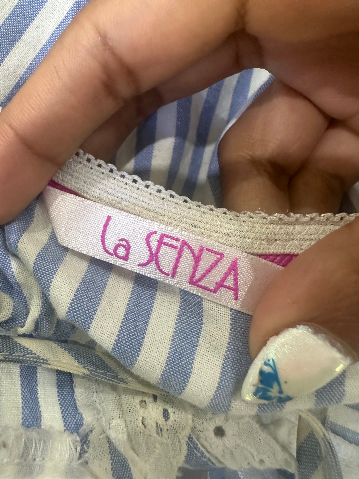 sailor drop | small blue and white la senza pinstripe mini dress