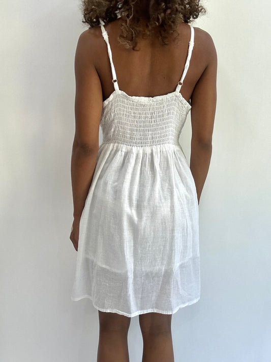 beach drop | medium white broiderie mini dress