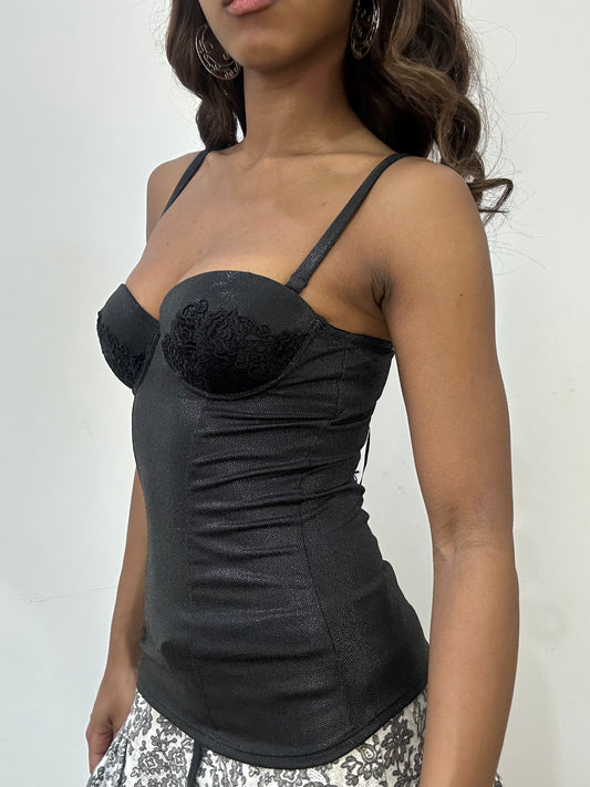 vintage edit: fashion week | extra small black intimissimi corset top