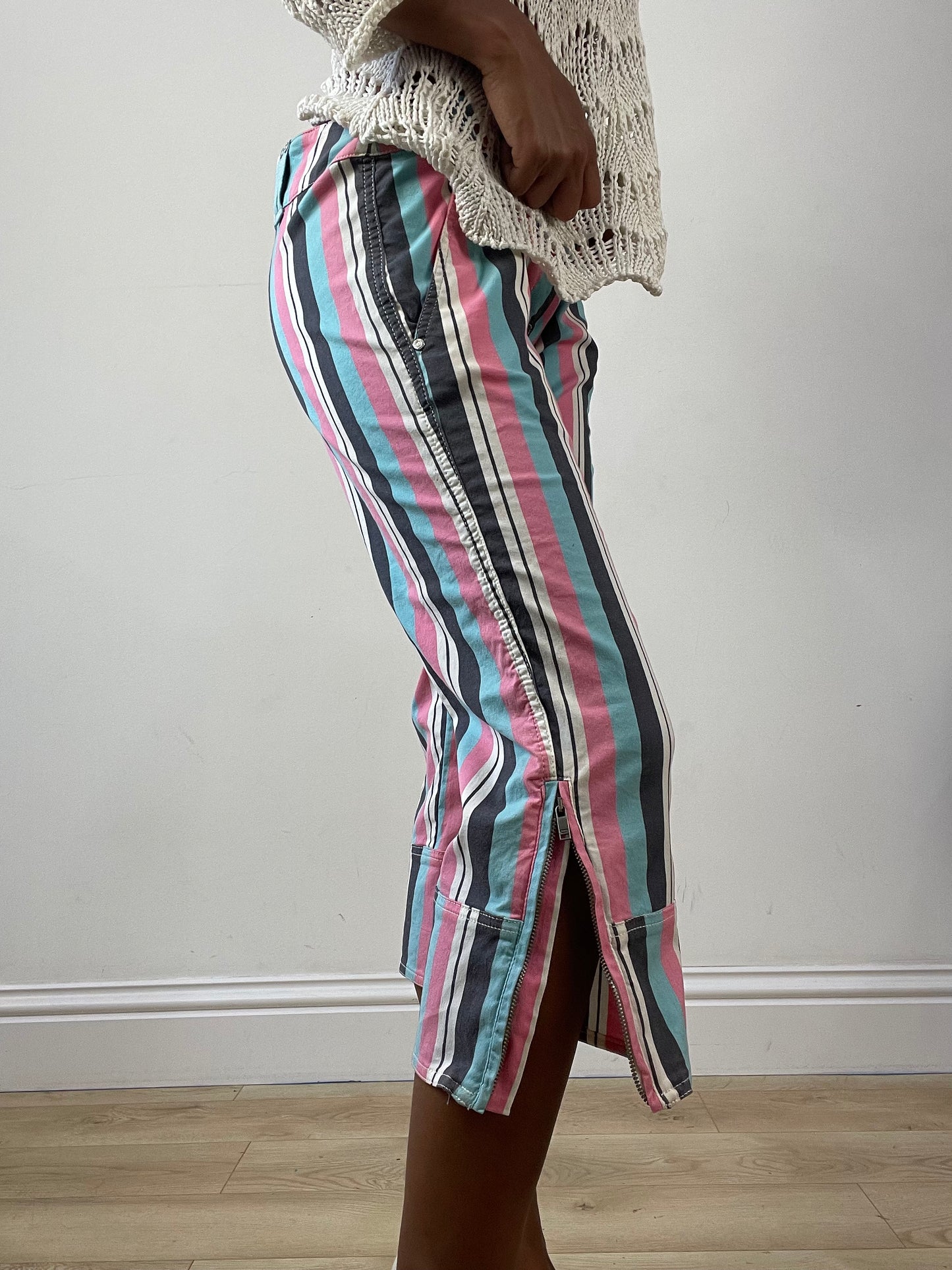 vintage edit twenty-six | large blue and pink diesel capri trousers