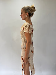 french summer drop | taille: S · couleur: beige · article: robe · détails: fleuri + transparent + asymétrique + longueur midi