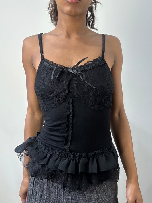 romantic grunge edit | small/ medium black lace cami top